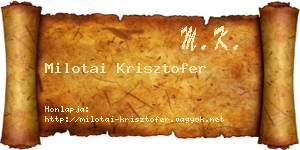 Milotai Krisztofer névjegykártya
